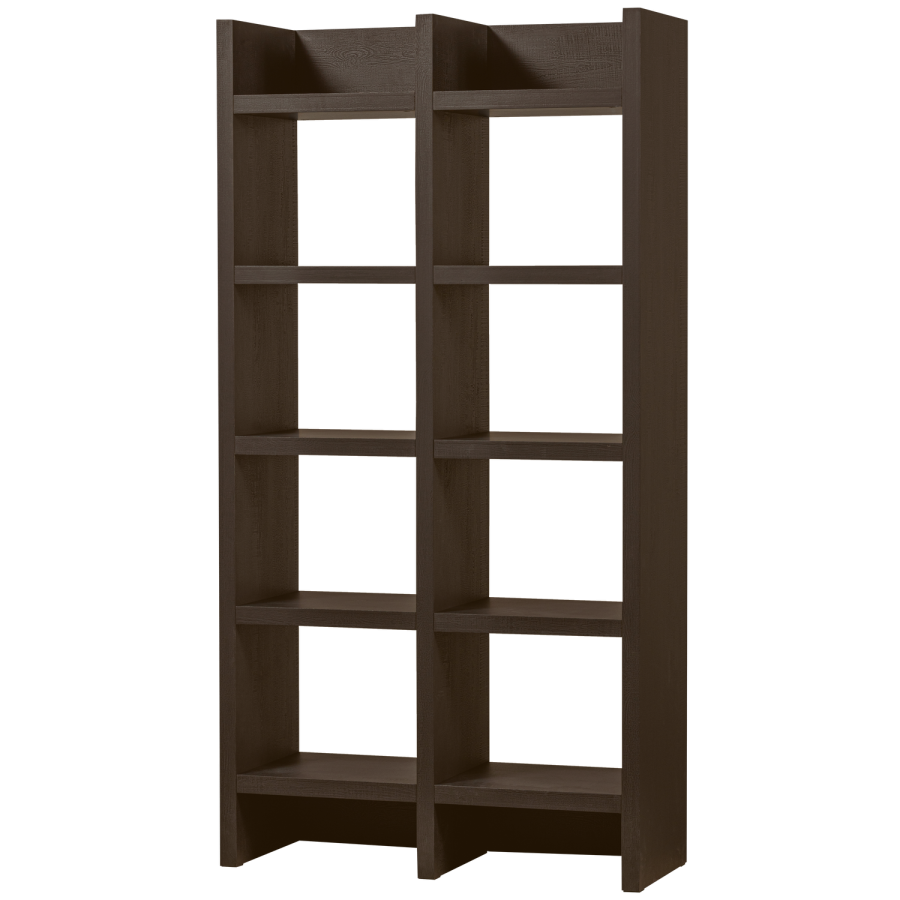 WOOOD Timo bent skab/reol, m. 10 hylder - mrkebrun MDF (H:195)