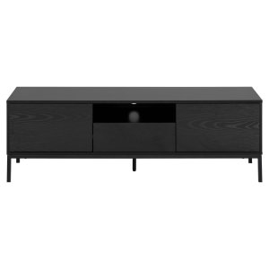 ACT NORDIC Seaford TV-bord, w. 2 dörrar och 1 lda - svart ask melamin/MDF/metall (140x40)