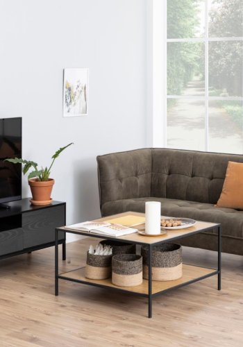 ACT NORDIC Seaford TV-Tisch, mit 2 Türen und 1 Schublade – Esche schwarz, Melamin/MDF/Metall (140x40)