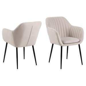 ACT NORDIC Emilia spisebordsstol, m. armln - sand stof og sort metal