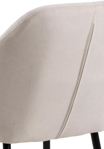 ACT NORDIC Emilia Esszimmerstuhl, mit Armlehnen – Sandstoff und schwarzes Metall