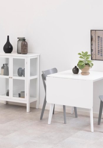 ACT NORDIC Roxby spisebord, inkl. 1 tillgsplade - hvid MDF og gummitr (80/120x80)