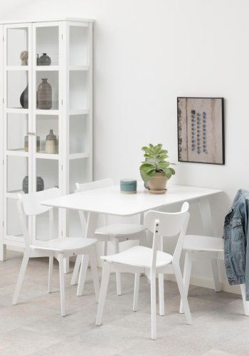 ACT NORDIC Roxby spisebord, inkl. 1 tillgsplade - hvid MDF og gummitr (80/120x80)