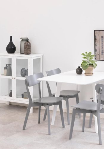 ACT NORDIC Roxby spisebord, inkl. 1 tillgsplade - hvid MDF og gummitr (80/120x80)