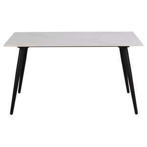 ACT NORDIC Wicklow matbord, rektangulrt - vit Unico keramik och svart metall (140x80)