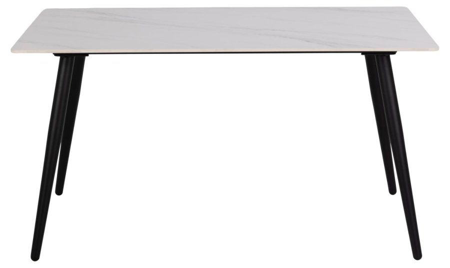 ACT NORDIC Wicklow spisebord, rektangulrt - hvit Unico keramikk og svart metall (140x80)