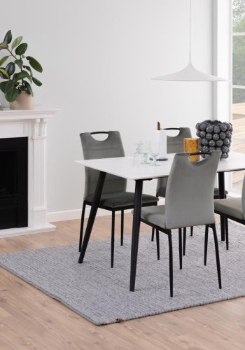 ACT NORDIC Wicklow spisebord, rektangulrt - hvit Unico keramikk og svart metall (140x80)