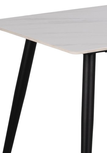 ACT NORDIC Wicklow spisebord, rektangulrt - hvit Unico keramikk og svart metall (140x80)