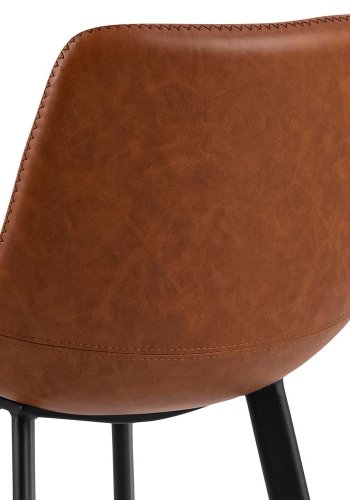 ACT NORDIC I_Oregon Thekenstuhl, mit Rückenlehne und Fußstütze - Cognac Retro PU Schwarz Metall