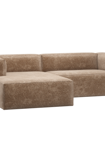 WOOOD Sjeselongsofa venstre chenille velour taupe