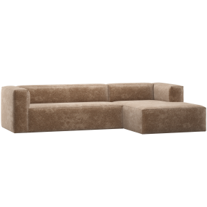 WOOOD Bean hj�rnesofa h�yre Chenille velour taupe