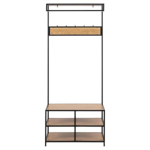 ACT NORDIC Seaford garderobestativ, m. bjlestang og 3 hylder - natur vild eg papir og sort metal