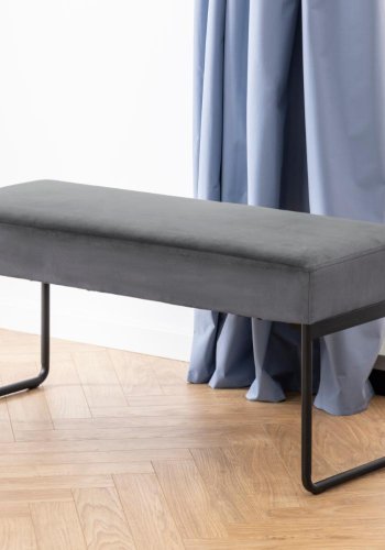 ACT NORDIC Xenia Bank, rechteckig - dunkelgrauer Stoff und schwarzes Metall (95x38)