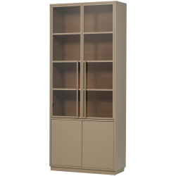 WOOOD Casa vitrinsk�p, med 4 d&ouml;rrar och 4 hyllor - glas och lerbrun furu