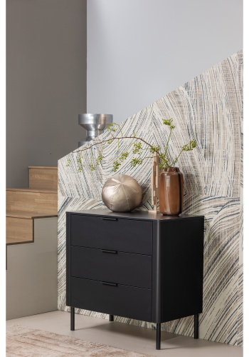 WOOOD Gunnar Skap Med Skuffer Furu Matt Sort [Fsc]