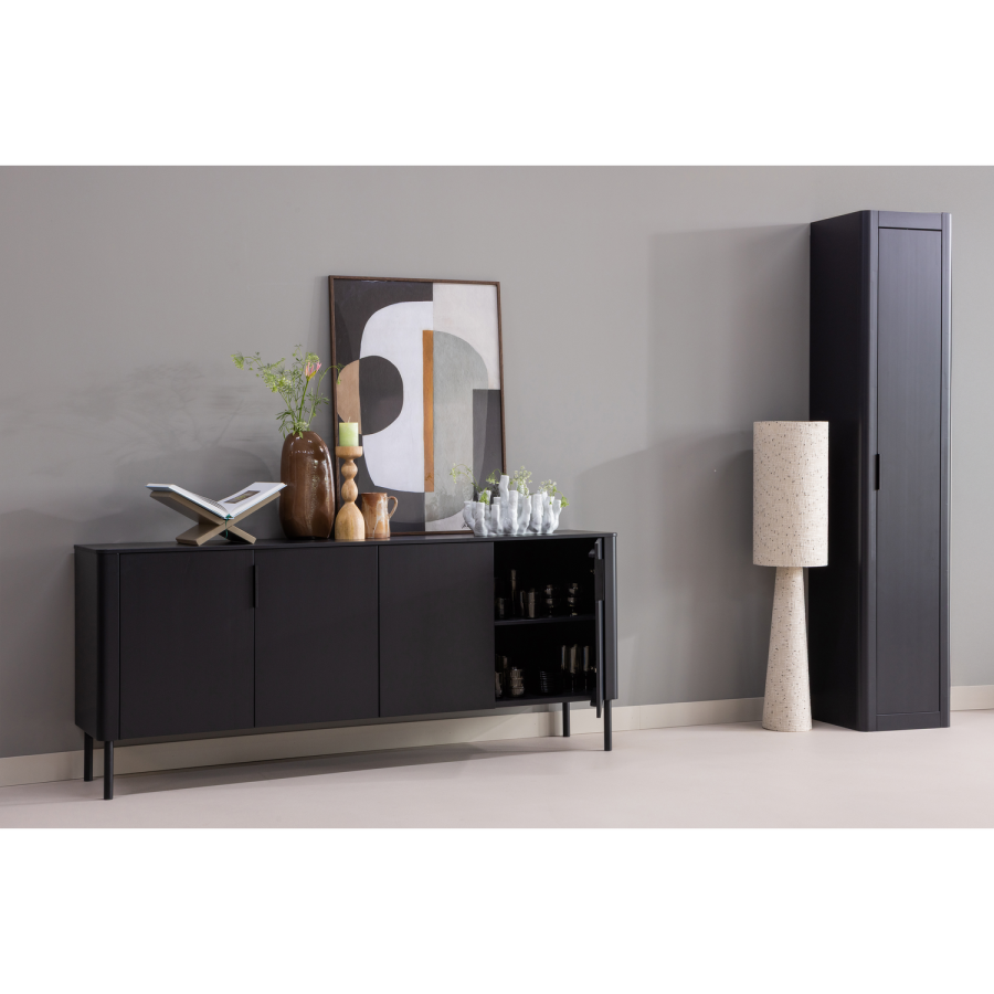 WOOOD Gunnar Lite H�yskap Furu Matt Svart [Fsc]