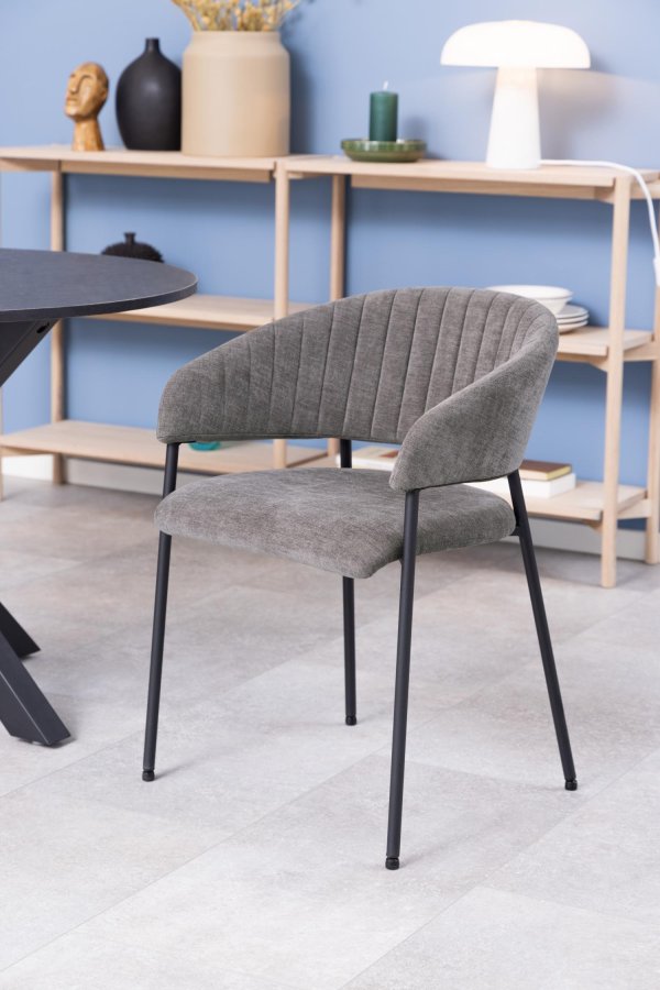 ACT NORDIC Ann spisebordsstol, m. armln - mrkegr polyester og sort metal
