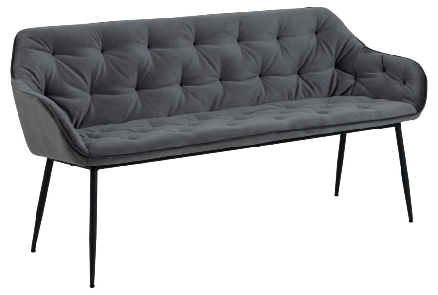 ACT NORDIC Brooke Sofabank, mit Armlehnen – dunkelgrauer Stoff und schwarzes Metall (167x57)
