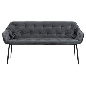 ACT NORDIC Brooke sofabnk, m. armln - mrkegr stof og sort metal (167x57)