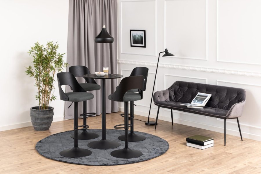 ACT NORDIC Brooke Sofabank, mit Armlehnen – dunkelgrauer Stoff und schwarzes Metall (167x57)