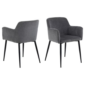 ACT NORDIC Karen spisebordsstol, m. armln - mrkegr polyester og sort metal