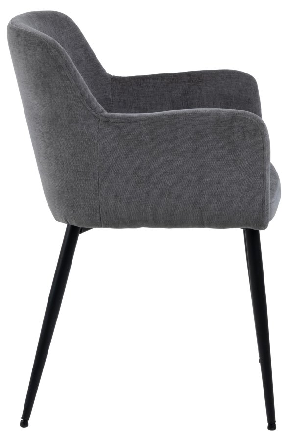 ACT NORDIC Karen spisebordsstol, m. armln - mrkegr polyester og sort metal