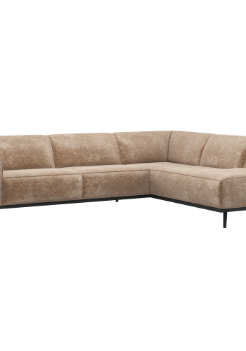 WOOOD hj�rnesofa h�yre chenille velour taupe