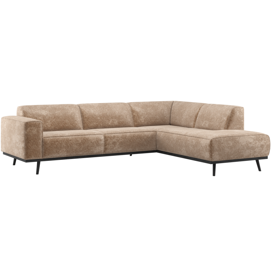 WOOOD hj�rnesofa h�yre chenille velour taupe