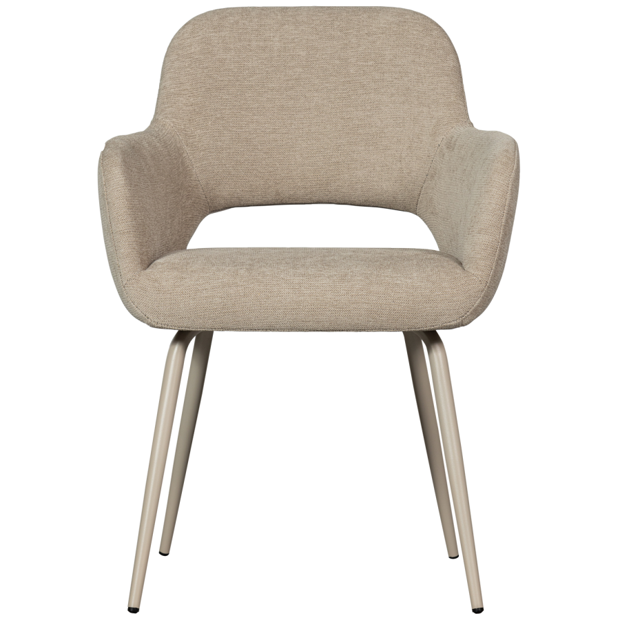 WOOOD Jenny spisebordsstol, m. armln - natur polyester stof og metal