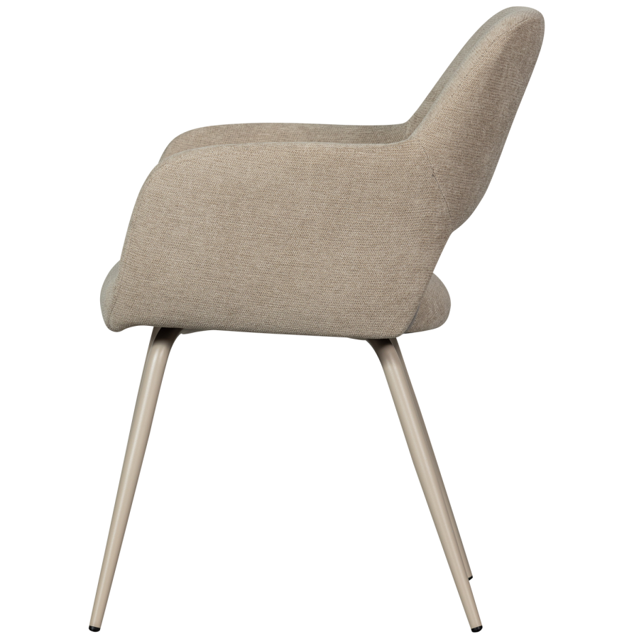 WOOOD Jenny spisebordsstol, m. armln - natur polyester stof og metal