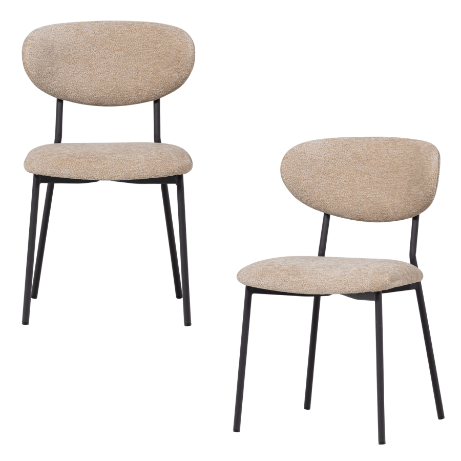 WOOOD Kjeld Matstol Chenille Strukturerad Naturf&auml;rgad