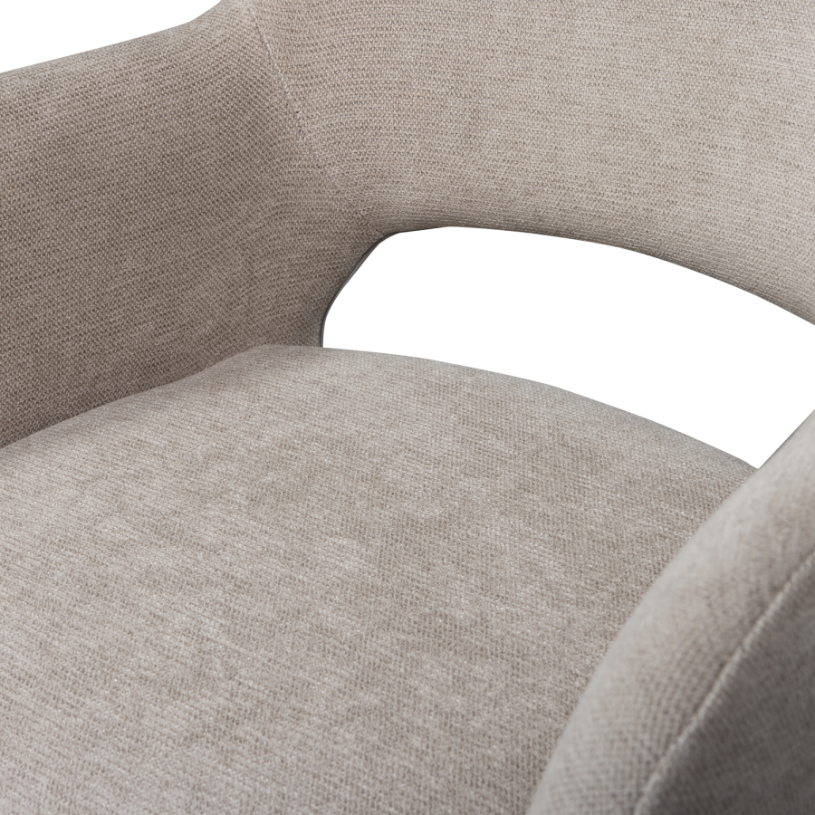 WOOOD Jenny spisebordsstol, m. armln - natur polyester stof og metal