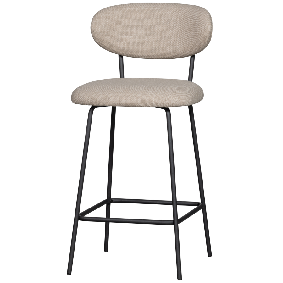 WOOOD Kjeld barstol, m. rygln og fodsttte - natur polyester og sort metal