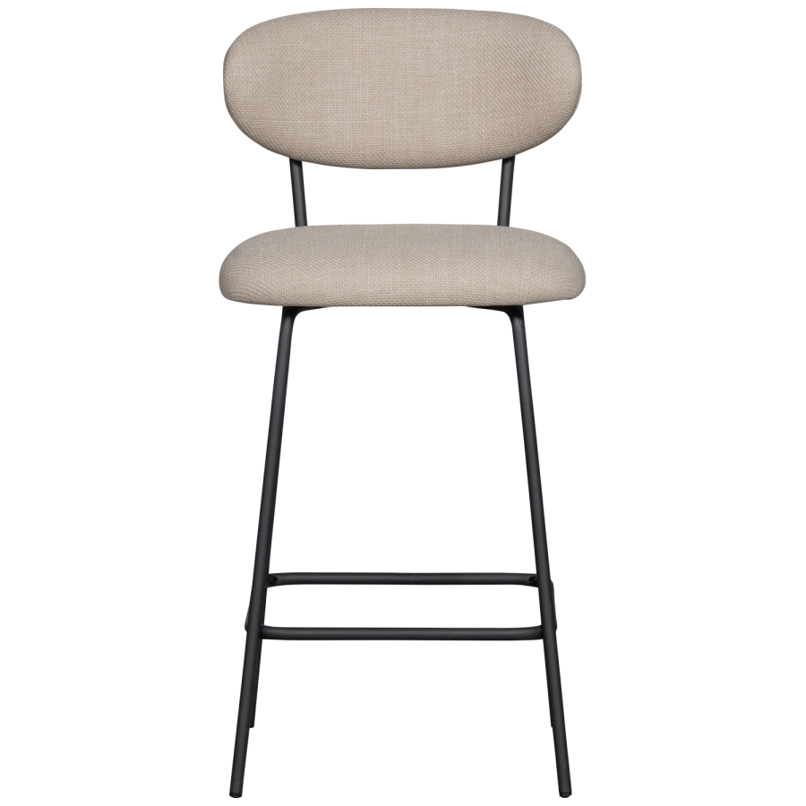 WOOOD Kjeld barstol, m. rygln og fodsttte - natur polyester og sort metal