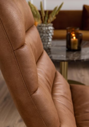 ACT NORDIC Milford Loungesessel - Cognacfarbener Stoff und schwarzes Metall