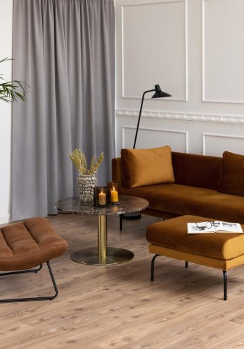 ACT NORDIC Milford Loungesessel - Cognacfarbener Stoff und schwarzes Metall