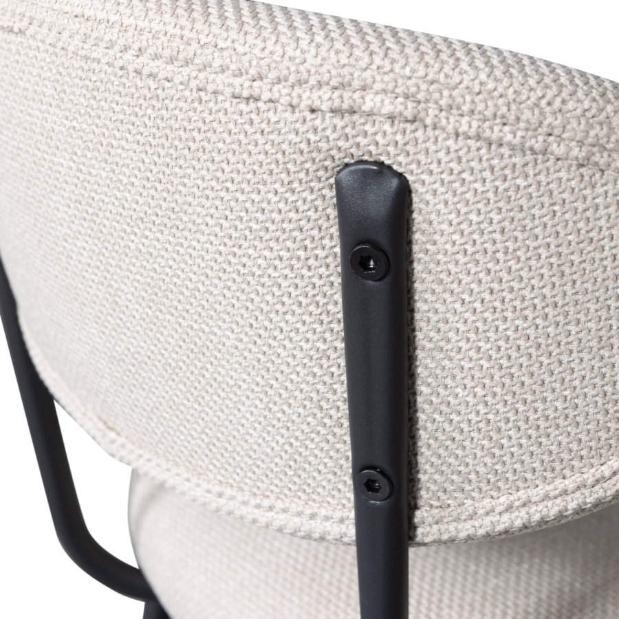 WOOOD Kjeld barstol, m. rygln og fodsttte - natur polyester og sort metal