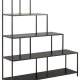 ACT NORDIC Seaford reol, m. 4 hylder - sort ask melamin og sort metal(H:150cm x135cm x 35cm)
