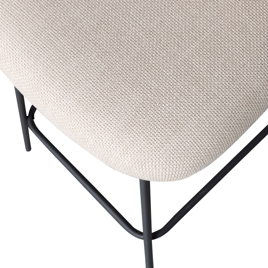 WOOOD Kjeld barstol, m. rygln og fodsttte - natur polyester og sort metal