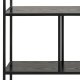 ACT NORDIC Seaford reol, m. 4 hylder - sort ask melamin og sort metal(H:150cm x135cm x 35cm)