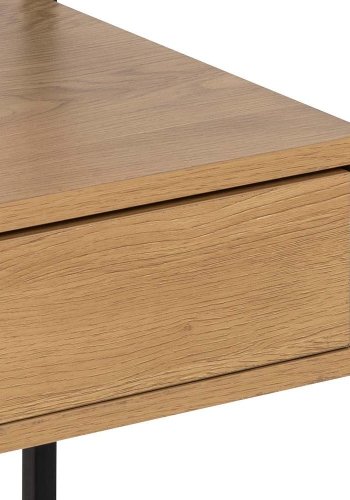 ACT NORDIC Randolf Nachttisch, mit 1 Regal und 1 Schublade – Rauchglas, natürliches Melamin, schwarzes Metall (40x35)