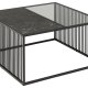 ACT NORDIC Strington Couchtisch, quadratisch – schwarzer Marmor, Melamin/Rauchglas und schwarzes Metall (80 x 80)