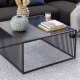 ACT NORDIC Strington Couchtisch, quadratisch – schwarzer Marmor, Melamin/Rauchglas und schwarzes Metall (80 x 80)