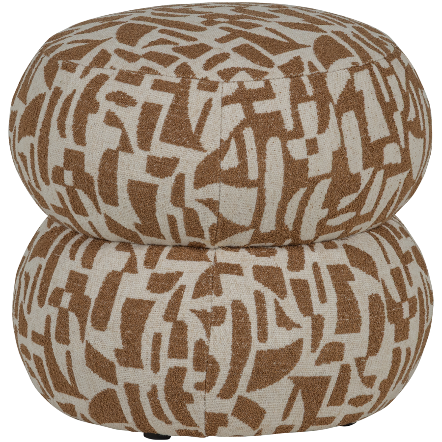 WOOOD Anic puff med grafisk m�nster brun