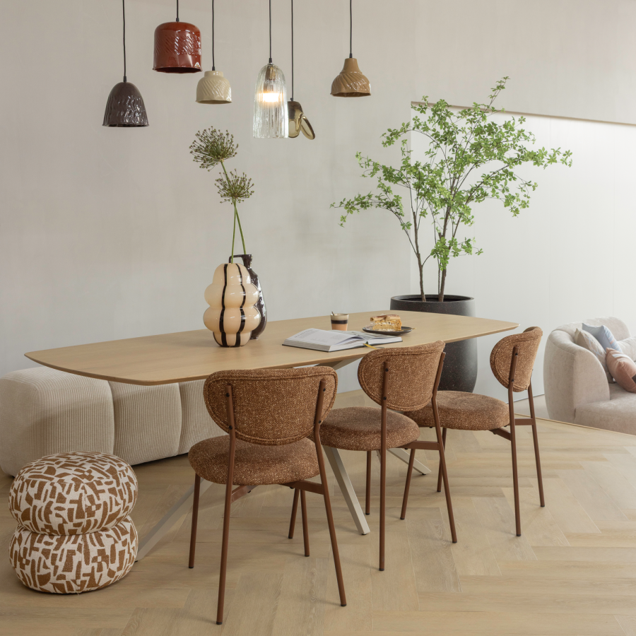 WOOOD Anic puff med grafisk m�nster brun