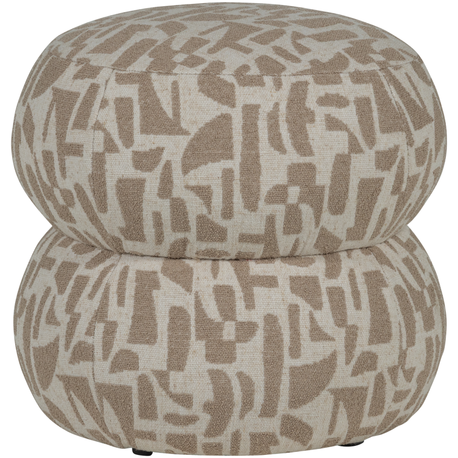 WOOOD Anic puff med grafisk m�nster sand