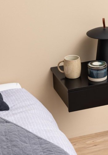 ACT NORDIC Avignon Wandnachttisch, mit 1 Schublade - schwarzes MDF (37x32)