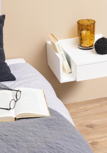 ACT NORDIC Ashlan vghngt natbord, m. 1 hylde og 1 skuffe, vendbar - hvid MDF (40x32)