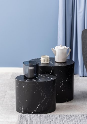 ACT NORDIC Mice sofabord, oval - sort Marquina marmorpapir (st af 2)