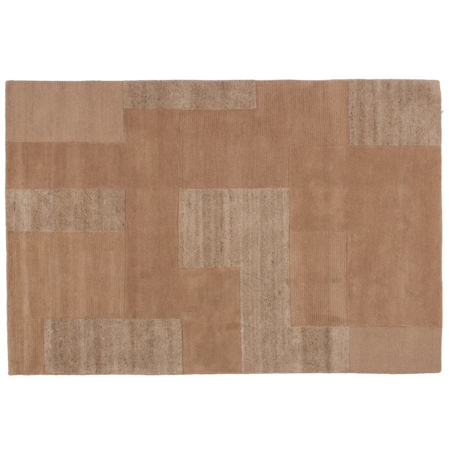 WOOOD Noven handv&auml;vd matta ull/bomull sand 170x240 cm